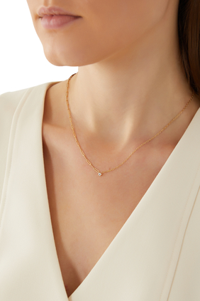 Solitaire Necklace, 18k Yellow Gold & Diamond